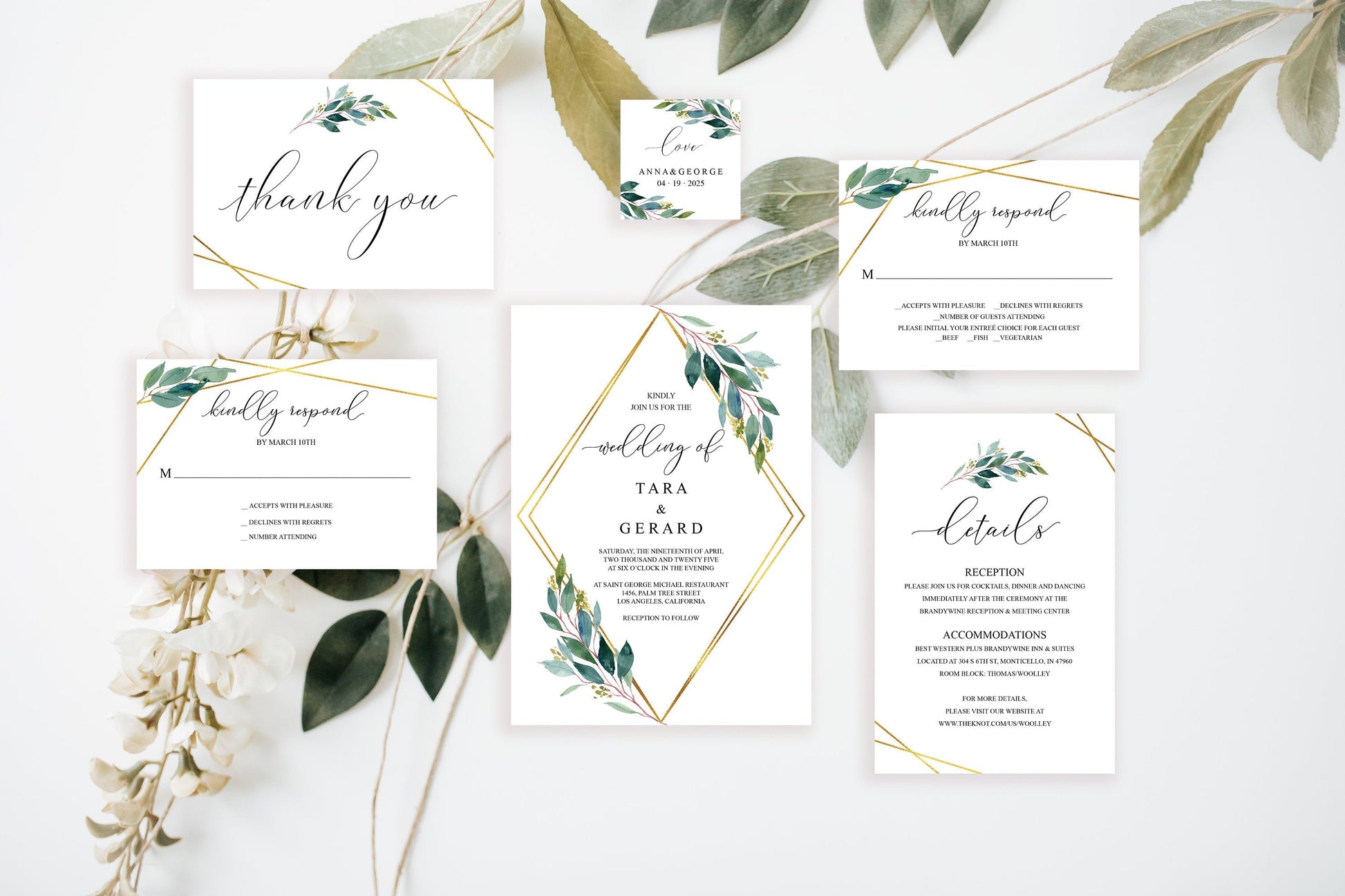 Printable Geometric Wedding Invitation Set Editable Template, DIY Instant Download Invites, Invitation Suite PDF Greenery- TARA WEDDING INVITATION SETS SAVVY PAPER CO