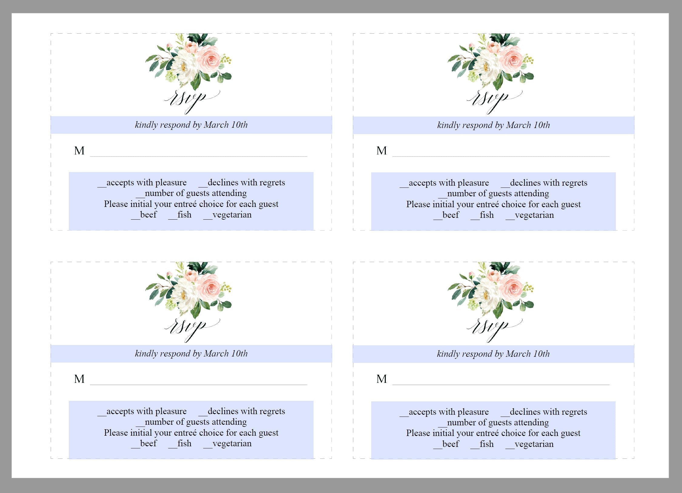 Printable Greenery Rustic Wedding Invitation Set Editable Template, DI ...