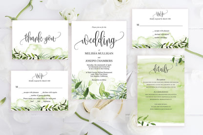 Printable Greenery Rustic Wedding Invitation Set Editable Template, DIY Instant Download Invites, Invitation Suite- Melissa WEDDING INVITATION SETS SAVVY PAPER CO