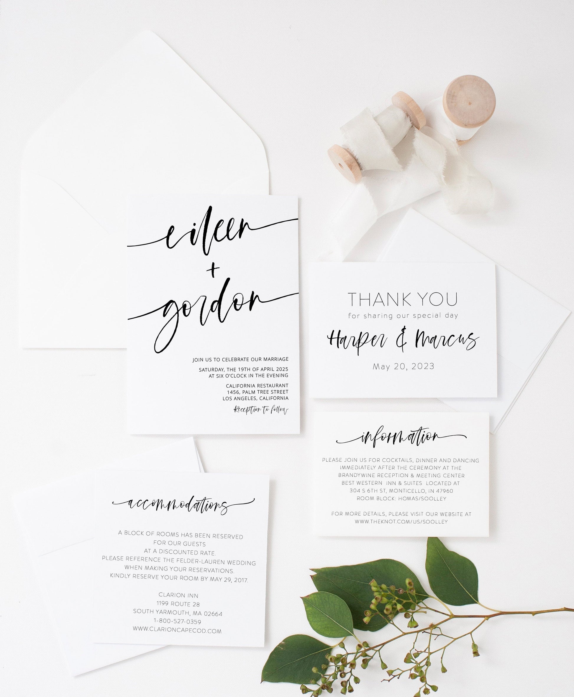 Printable Minimalist Wedding Invitation Set Editable Template, DIY Instant Download Invites, Invitation Suite, 100 % editable - Eileen WEDDING INVITATION SETS SAVVY PAPER CO