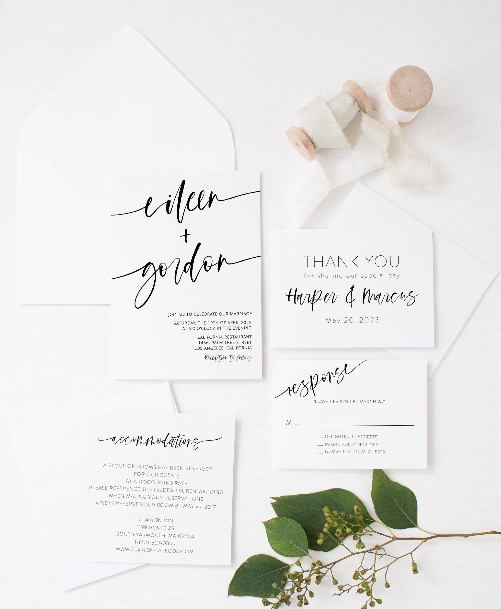 Printable Minimalist Wedding Invitation Set Editable Template, Diy Ins 