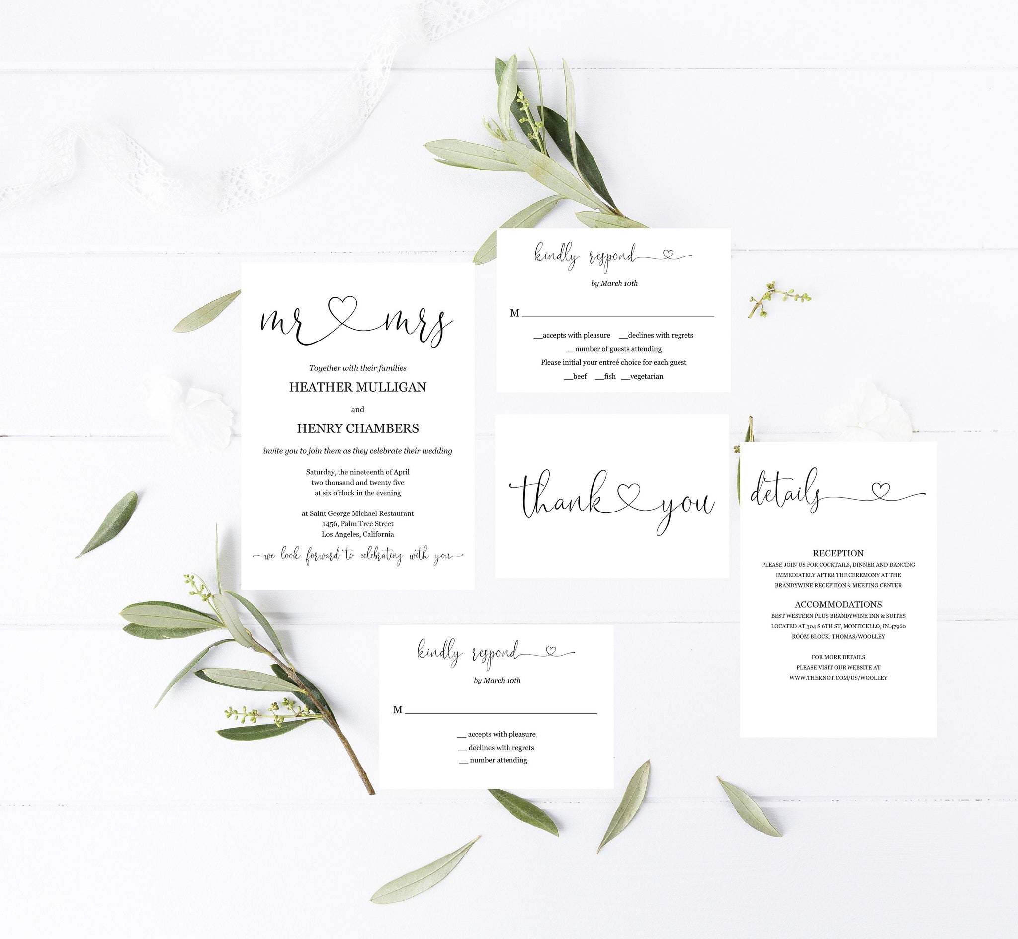 Printable Rustic Wedding Invitation Set Editable Template, DIY Instant ...