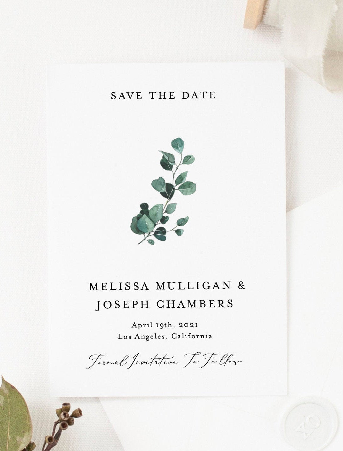 Printable Save-the-Date Template, Engagement Invite, 100% editable text, Greenery Wedding Templett  - Aisha SAVE THE DATES SAVVY PAPER CO