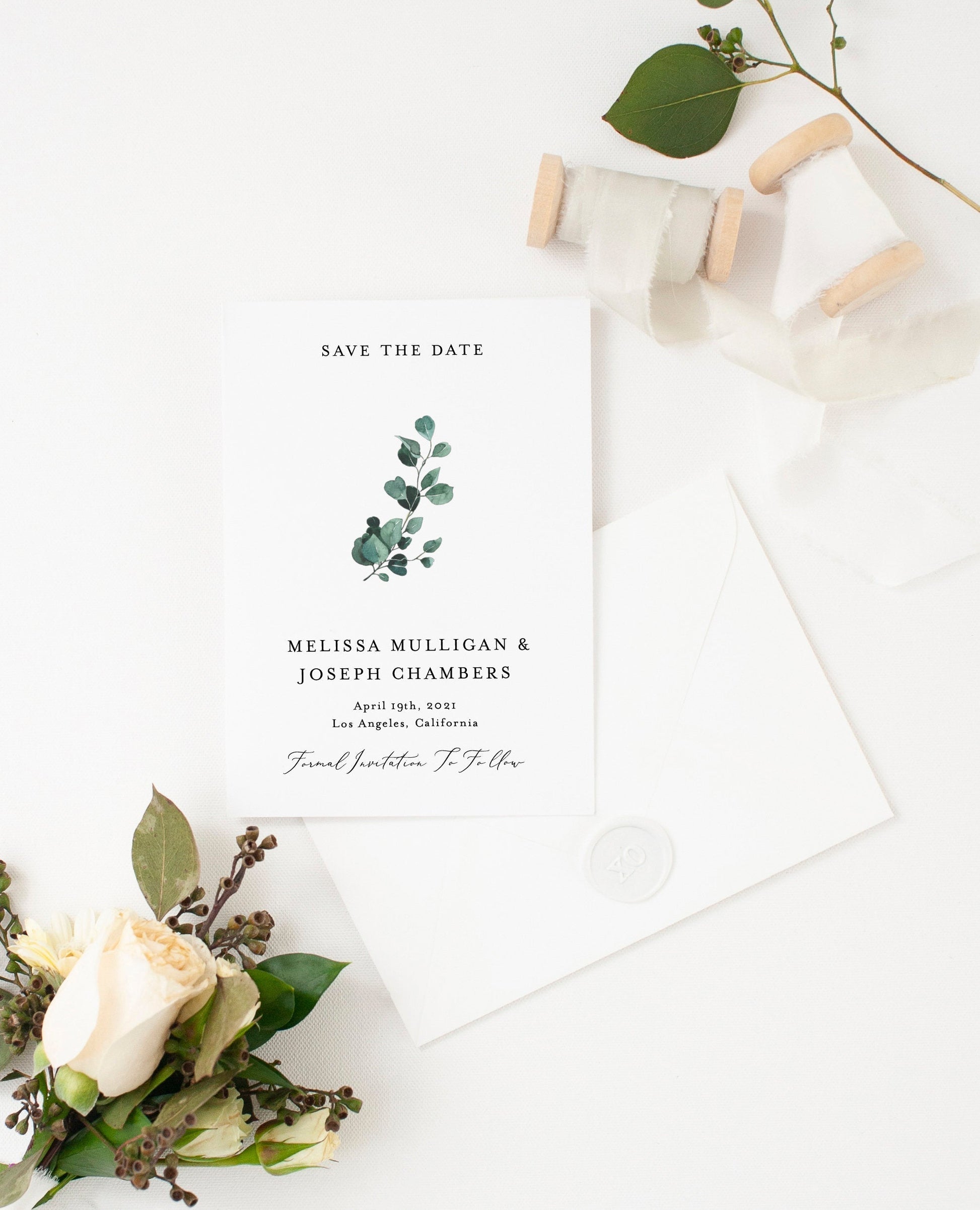 Printable Save-the-Date Template, Engagement Invite, 100% editable text, Greenery Wedding Templett  - Aisha SAVE THE DATES SAVVY PAPER CO
