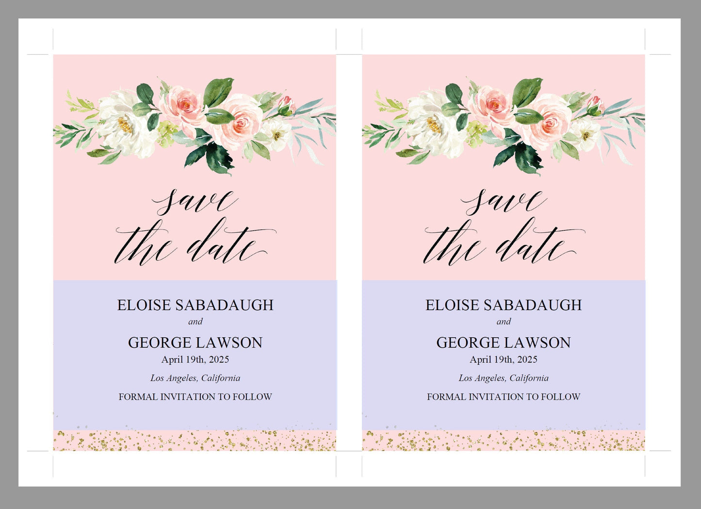 Printable Save-the-Date Template, Engagement Invite, PDF Instant Download, Greenery, Wedding Announcement, Blush, Gold  - Eloise SAVE THE DATES SAVVY PAPER CO
