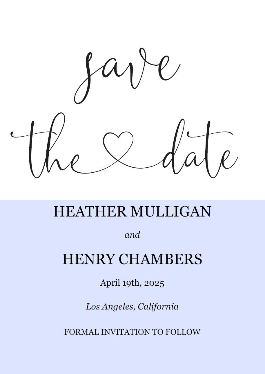Printable Save-the-Date Template, Engagement Invite, PDF Instant Download, Greenery, Wedding Announcement, Heart, Calligraphy  - Heather SAVE THE DATES SAVVY PAPER CO