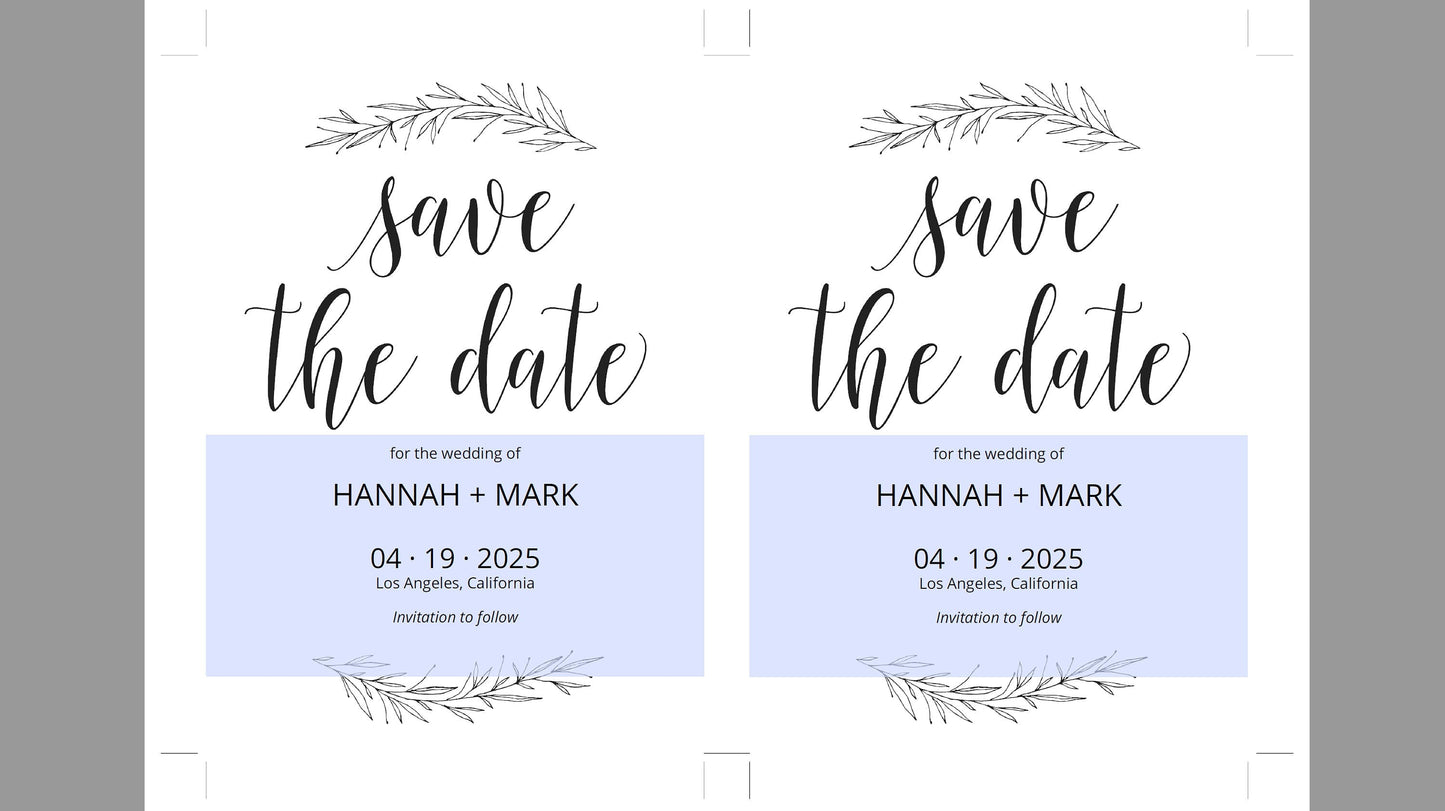 Printable Save-the-Date Template, Engagement Invite, PDF Instant Download, Wedding Announcement, Rustic  - Hannah SAVE THE DATES SAVVY PAPER CO