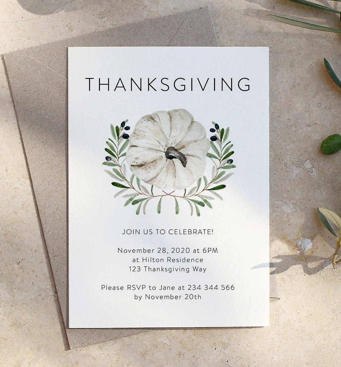 Printable Thanksgiving Dinner Invitation Template, Thanksgiving Invitation ,Friendsgiving Invitation Template, Instant Download - JUNE  SAVVY PAPER CO