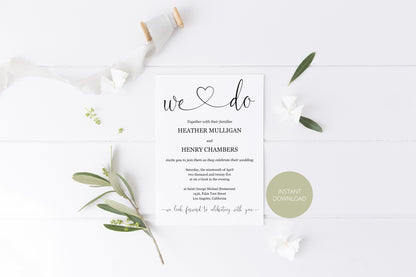 Printable We Do Rustic Wedding Invitation Set Editable Template, DIY Instant Download Invites, Invitation Suite - Heather WEDDING INVITATION SETS SAVVY PAPER CO