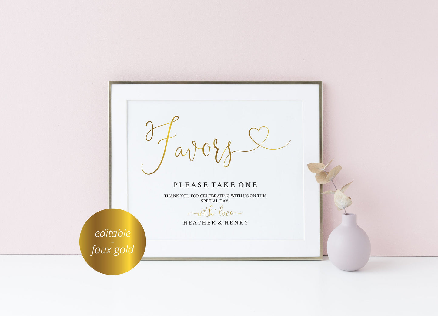 Printable Wedding Favor Sign,Wedding Favors template,Wedding Sign,Please Take One,Wedding Printable,Gold Wedding, Instant Download -Heather SIGNS | PHOTO BOOTH SAVVY PAPER CO