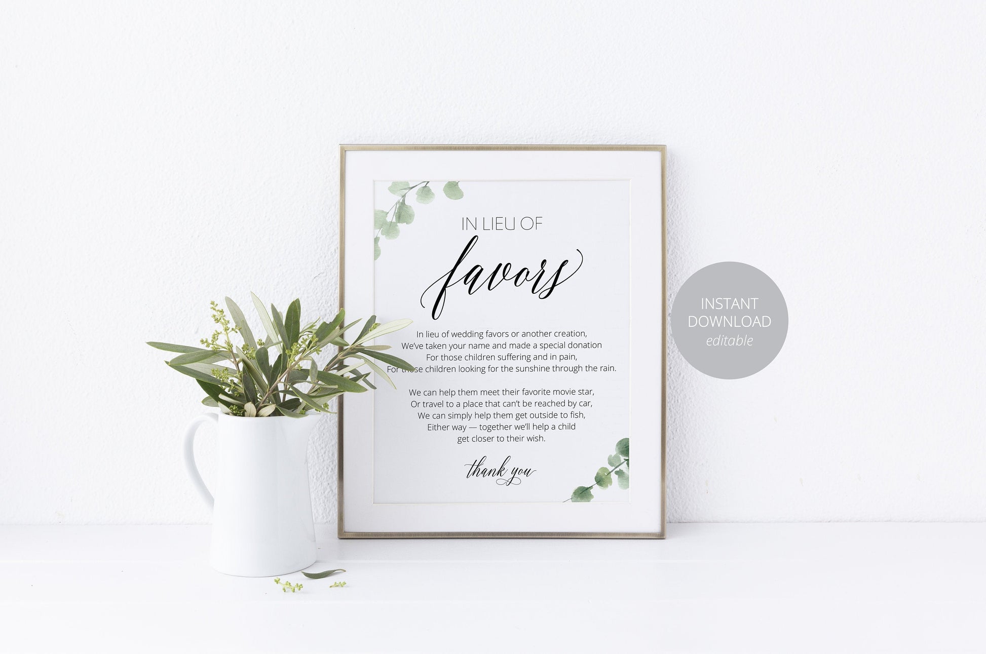 Printable Wedding, In lieu of favors sign,Wedding Favors template,Wedding Sign, Wedding Printable, Instant Download SIGNS | PHOTO BOOTH SAVVY PAPER CO