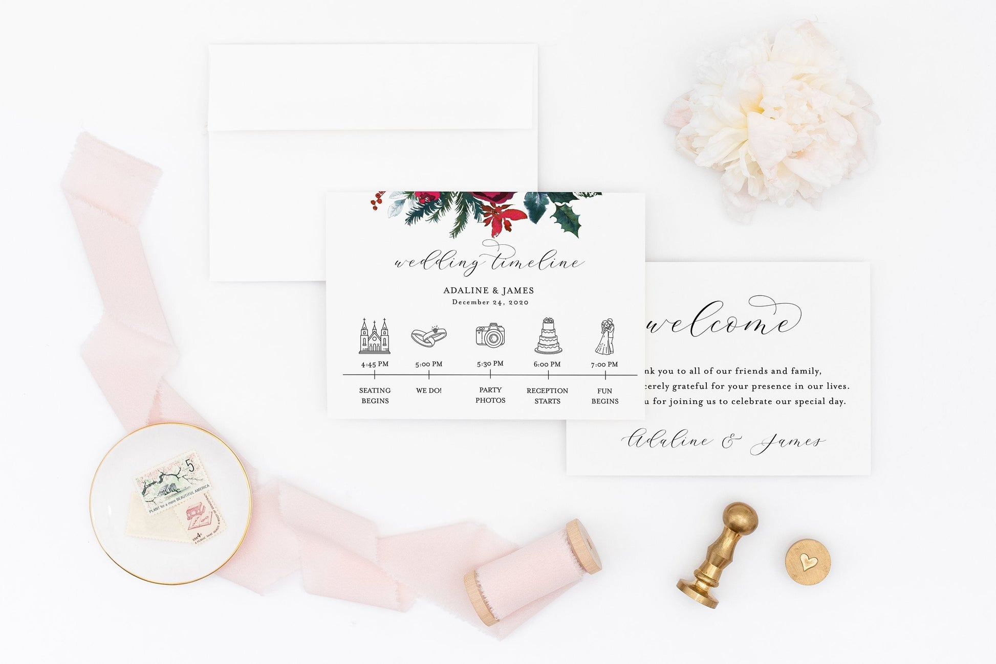 Printable Wedding Itinerary Template Card Timeline Welcome, 100% editable Templett, Christmas  - ADA MENU|PROGRAMS|TIMELINE SAVVY PAPER CO