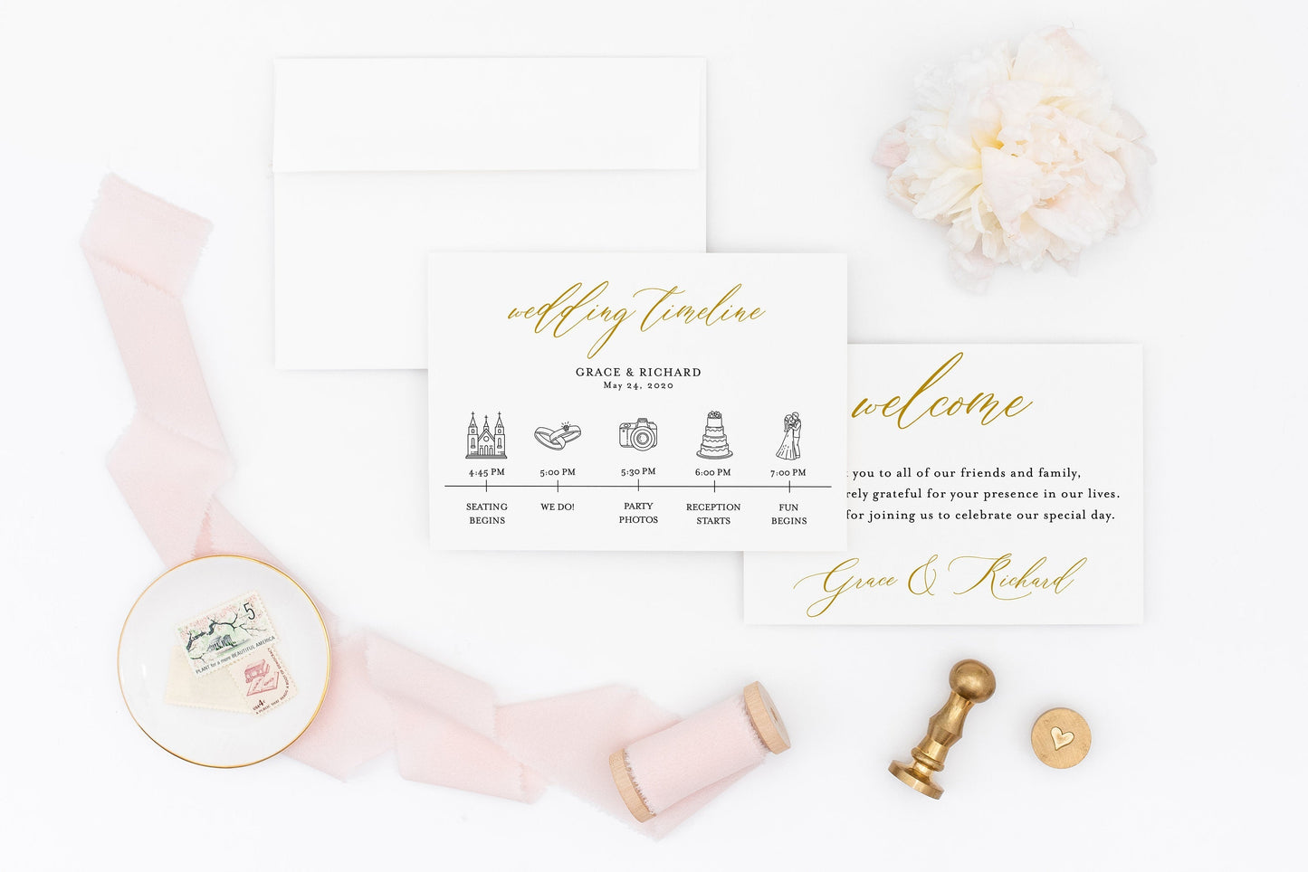 Printable Wedding Itinerary Template Card Timeline Welcome, 100% editable Templett - Grace MENU|PROGRAMS|TIMELINE SAVVY PAPER CO