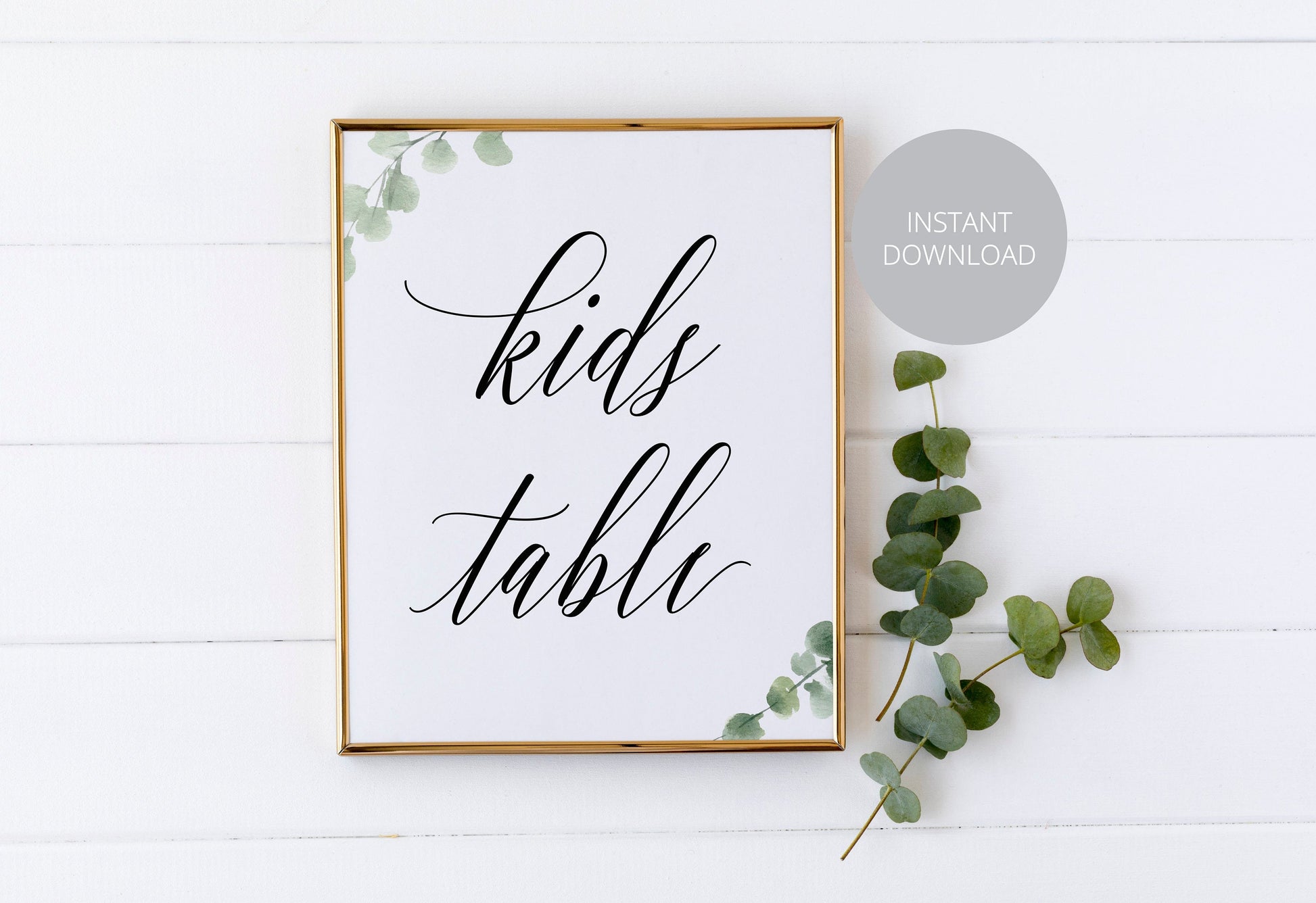 Printable Wedding Kids Table Sign, Wedding Reception Sign, Instant Download, Greenery Wedding, Rustic Wedding  SAVVY PAPER CO