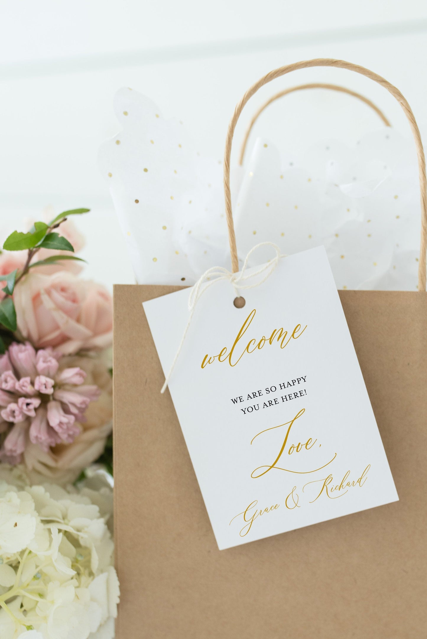 Printable Welcome Wedding Gift Bag Tags Favors Instant Download, 100% Editable- Grace TAGS | TY | INSERTS SAVVY PAPER CO