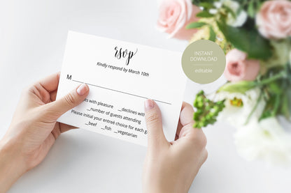 RSVP Card Template, Wedding RSVP, Response Card, RSVP cards, Rustic Wedding, Printable rsvp, Wedding Response  - Hannah RSVP & DETAILS CARDS SAVVY PAPER CO