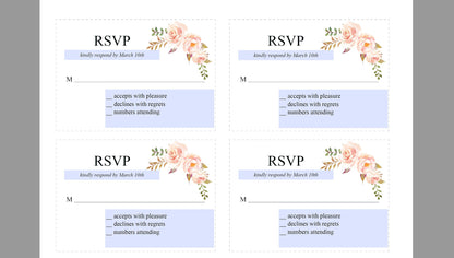 RSVP Card Template, Wedding RSVP, Response Card, RSVP cards, Wedding,Printable rsvp,Wedding Response,Floral Blush, Nature Wedding -Katherine RSVP & DETAILS CARDS SAVVY PAPER CO