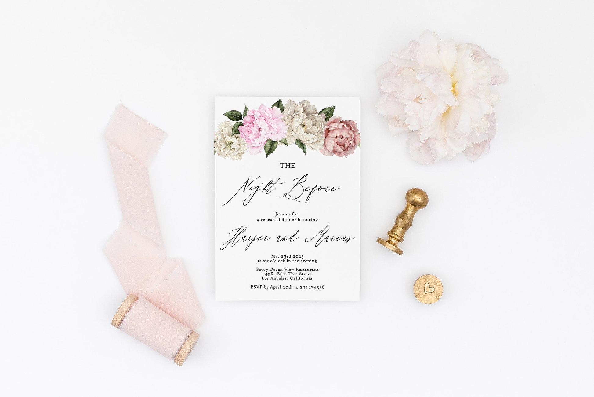 Rehearsal Dinner Invitation Template Printable Wedding Pink Wedding Instant Download  - Harper REHEARSAL DINNER SAVVY PAPER CO