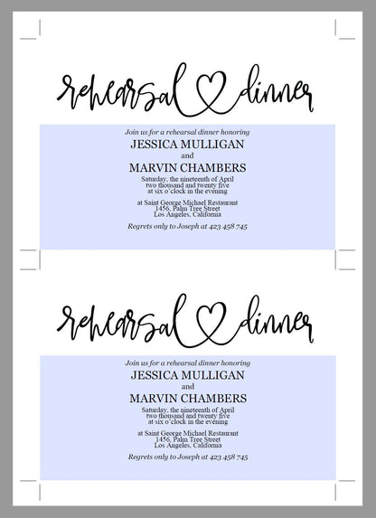 Rehearsal Dinner Invitation Template, Printable Wedding, Rustic Wedding, Instant Download, Heart  - JESSICA  SAVVY PAPER CO