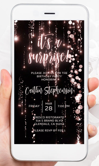 Rose Gold Birthday Invitation, Any Age Editable Invite Template, Electronic Birthday Invite, Dripping Digital Evite Instant Download SAVVY PAPER CO