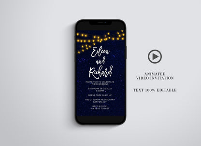 Rustic Birthday Video Evite, Electronic Birthday, Birthday Video Invitation, Animated Invitation Night Sky, Lights  SAVVY PAPER CO