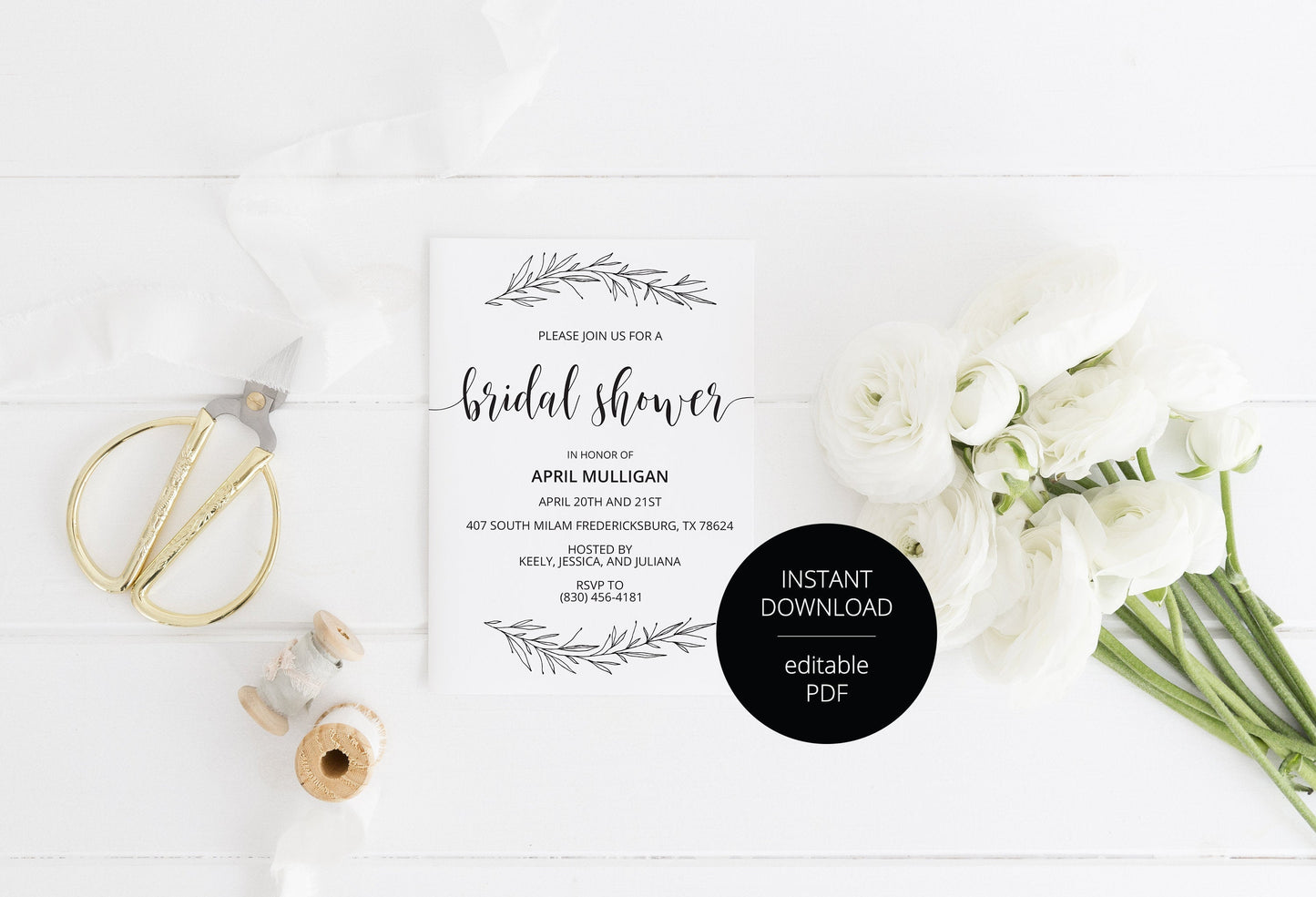 Rustic Bridal Shower Invitation Instant Download Printable Editable Template DIY Bridal Shower Invite  - Hannah SHOWERS | BACHELORETTE SAVVY PAPER CO