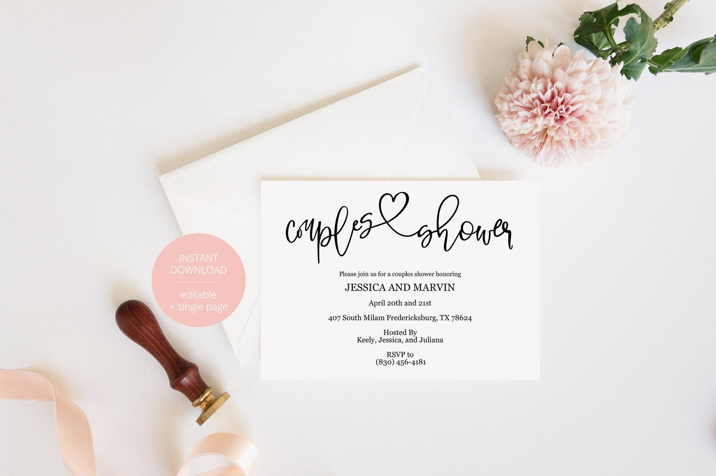 Rustic Couples Shower Invitation Instant Download Printable Editable Template DIY Bridal Shower Invite-JESSICA SHOWERS | BACHELORETTE SAVVY PAPER CO
