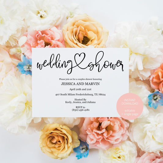 Rustic Wedding Shower Invitation Instant Download Printable Editable Template DIY Bridal Shower Invite -JESSICA SHOWERS | BACHELORETTE SAVVY PAPER CO