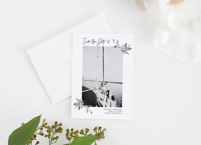 Save the Date Template, Photo Save The Date Template, Save Our Date Cards, Greenery Photography Instant Download - Mira  SAVVY PAPER CO
