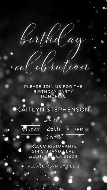 Silver Glitter Birthday Invitation, Any Age Editable Invite Template, Electronic Birthday Invite, Dripping Digital Evite Instant Download SAVVY PAPER CO