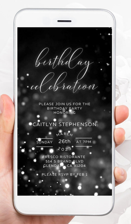 Silver Glitter Birthday Invitation, Any Age Editable Invite Template, Electronic Birthday Invite, Dripping Digital Evite Instant Download SAVVY PAPER CO