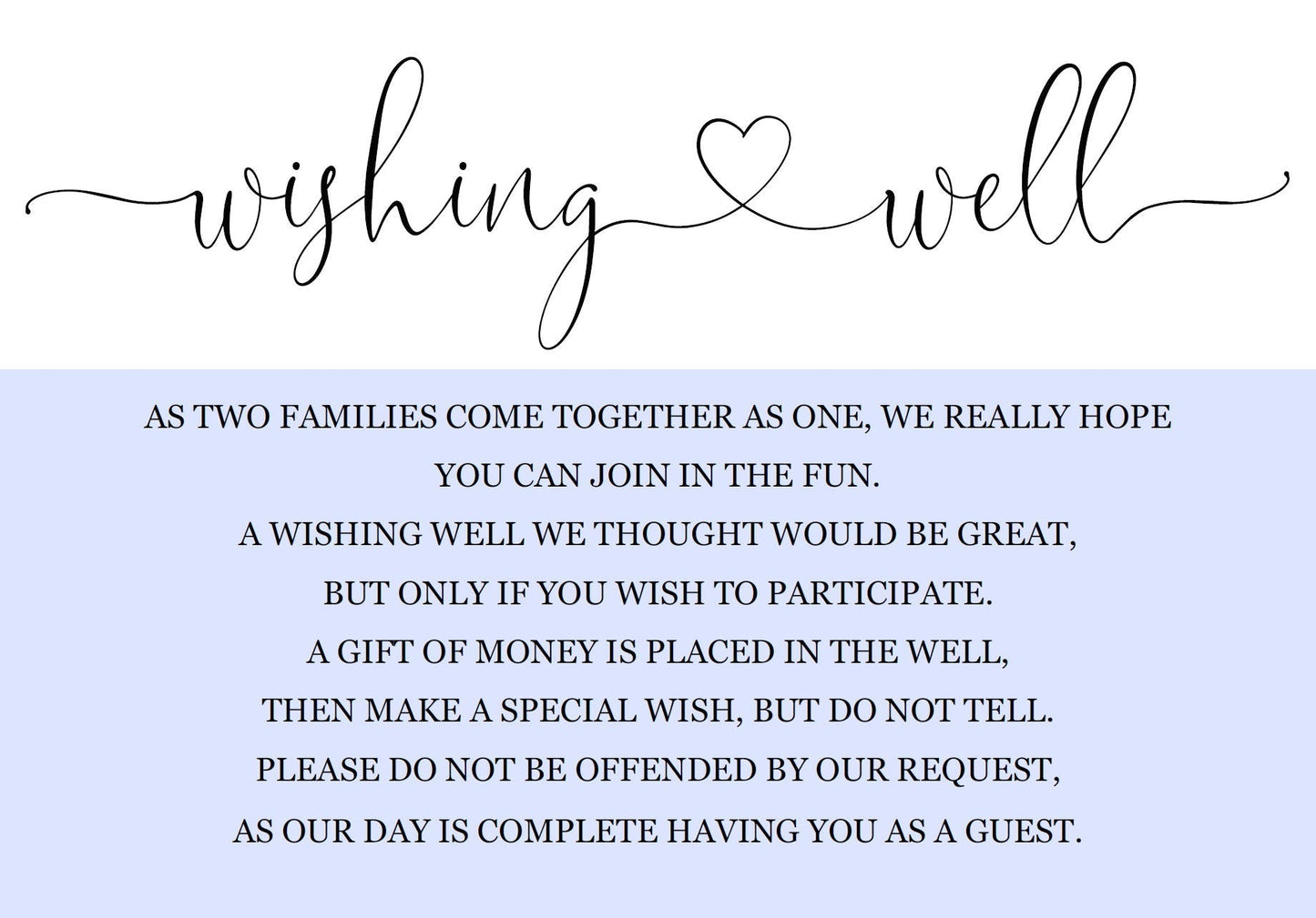 Simple Wedding Wishing Well Card Template,Instant Download, Editable Wishing, Wishing well Cards Insert, Calligraphy,Rustic,Heart  - Heather TAGS | TY | INSERTS SAVVY PAPER CO