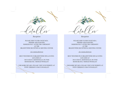Spanish Wedding Details Card Template, Instant Download, Information Card,Wedding Info Card, Gold Wedding,Details Template,Geometric  - TARA RSVP & DETAILS CARDS SAVVY PAPER CO