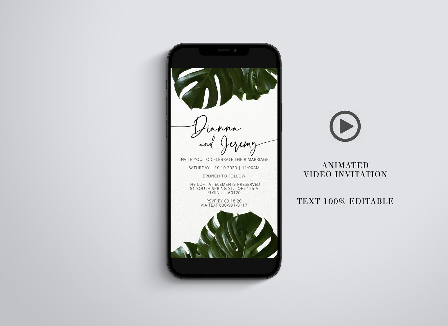 Tropical Wedding Video Evite, Electronic Invite, Wedding Video Invitation, Animated Invitation  SAVVY PAPER CO