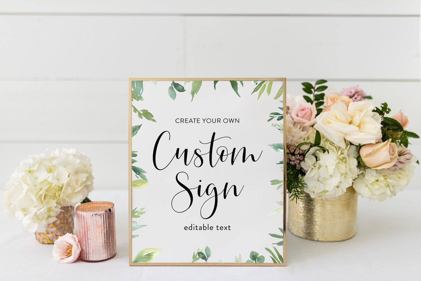 Unlimited Printable Custom Sign Gold Editable Template Instant Download 5x7 and 8x10 Greenery - Jasmine SIGNS | PHOTO BOOTH SAVVY PAPER CO
