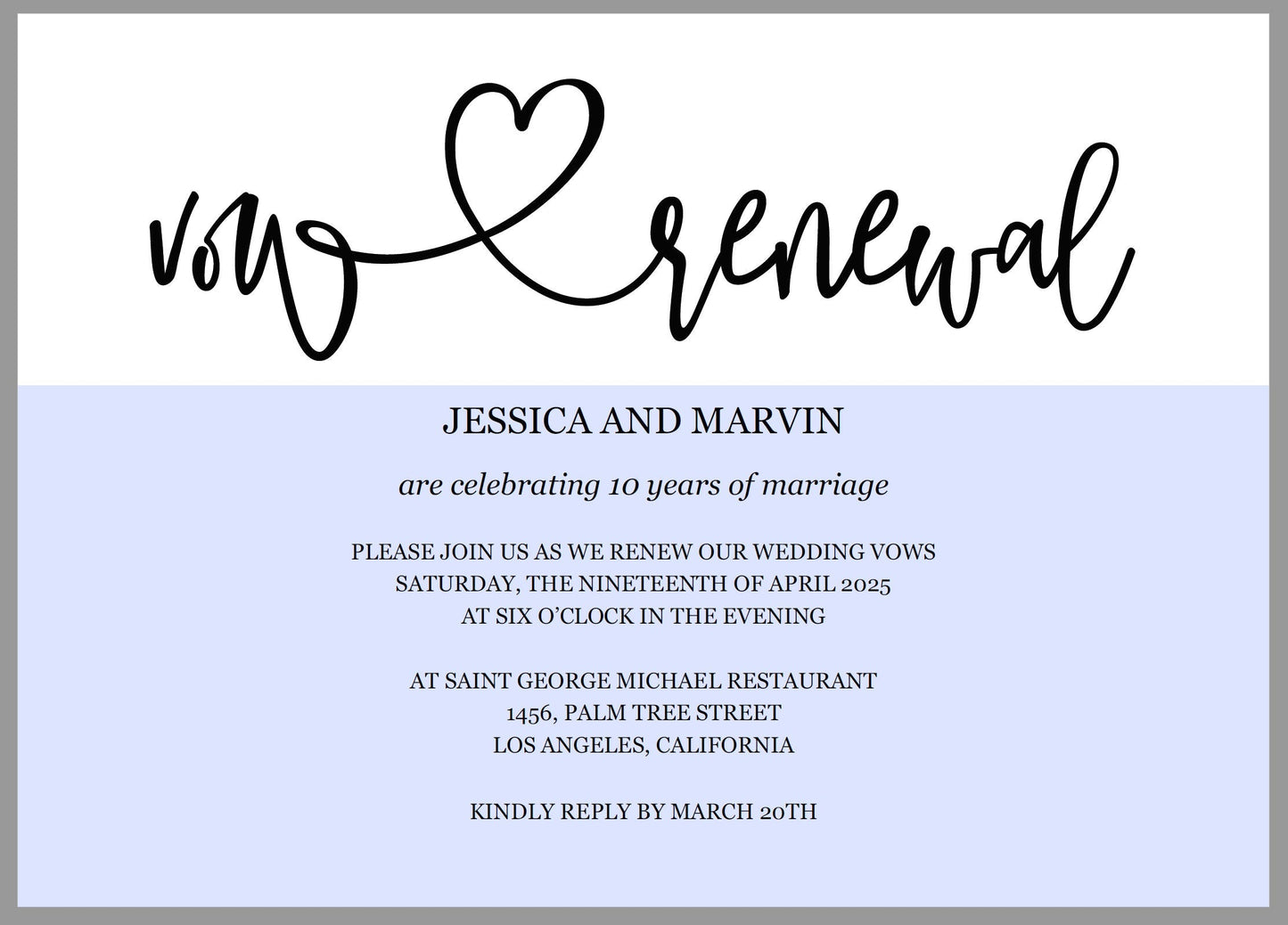 Vow Renewal Invitation Template, Wedding Anniversary - JESSICA  SAVVY PAPER CO