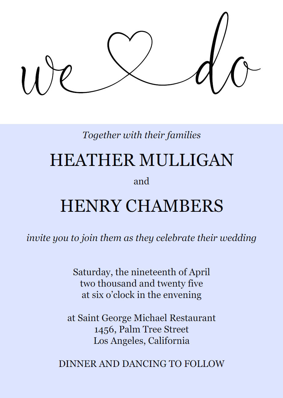 We Do Wedding Invitation Template, Editable Wedding Invitation Template, Printable, Calligraphy, Instant Download, Heart - Heather WEDDING INVITATIONS SAVVY PAPER CO