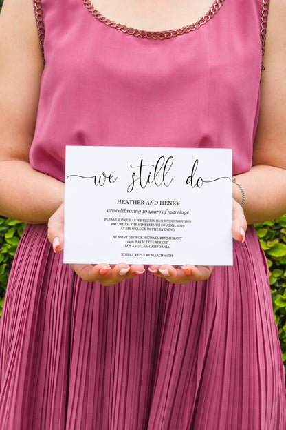 We Still Do Invitation Template, Wedding Anniversary, Vow Renewal Invite, Anniversary Party, Renew Vows - Heather  SAVVY PAPER CO