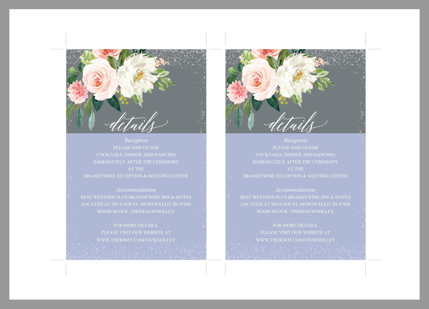 Wedding Details Card Template, Instant Download, Information Card, Wedding Info Card, Gray Silver Wedding,Details Template,Floral   - ELOISE RSVP & DETAILS CARDS SAVVY PAPER CO