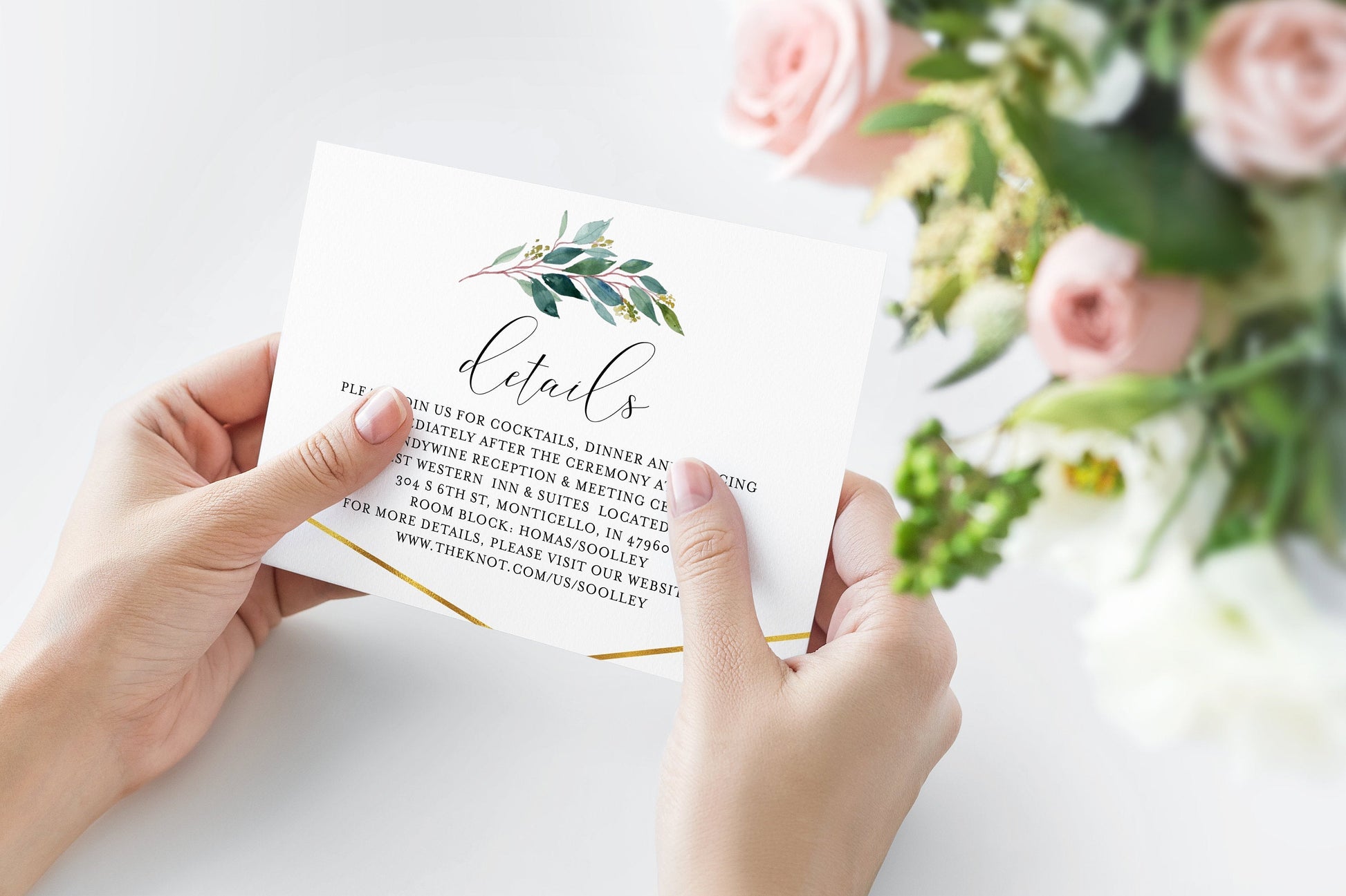 Wedding Details Card Template Instant Download Information Card Wedding Info Card Greenery Wedding Details Template  - Tara RSVP & DETAILS CARDS SAVVY PAPER CO