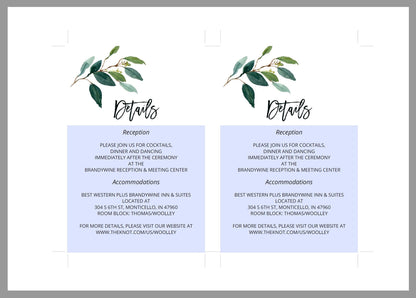 Wedding Details Card Template, Instant Download, Information Card, Wedding Info Card, Nature Wedding, Details Template, Rustic - Anna RSVP & DETAILS CARDS SAVVY PAPER CO