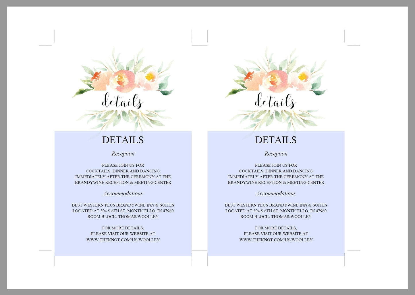 Wedding Details Card Template, Instant Download, Information Card, Wedding Info Card, Rustic Wedding,Details Template, Blush  - Sarah RSVP & DETAILS CARDS SAVVY PAPER CO