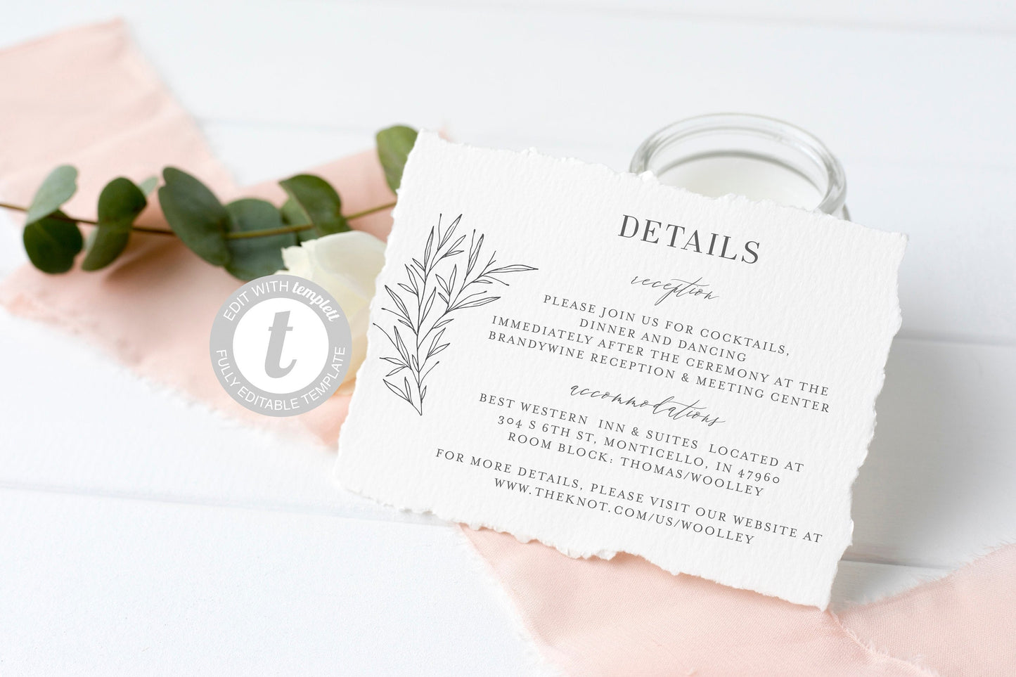 Wedding Details Card Template, Instant Download, Information Card, Wedding Info Card, Rustic Wedding,Details Template  - Olivia RSVP & DETAILS CARDS SAVVY PAPER CO
