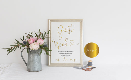 Wedding Guestbook Sign, Please Sign Our Guest Book, Gold,Instant Download,Wedding Signage,Wedding Decor, Printable Reception Sign -Heather SIGNS | PHOTO BOOTH SAVVY PAPER CO