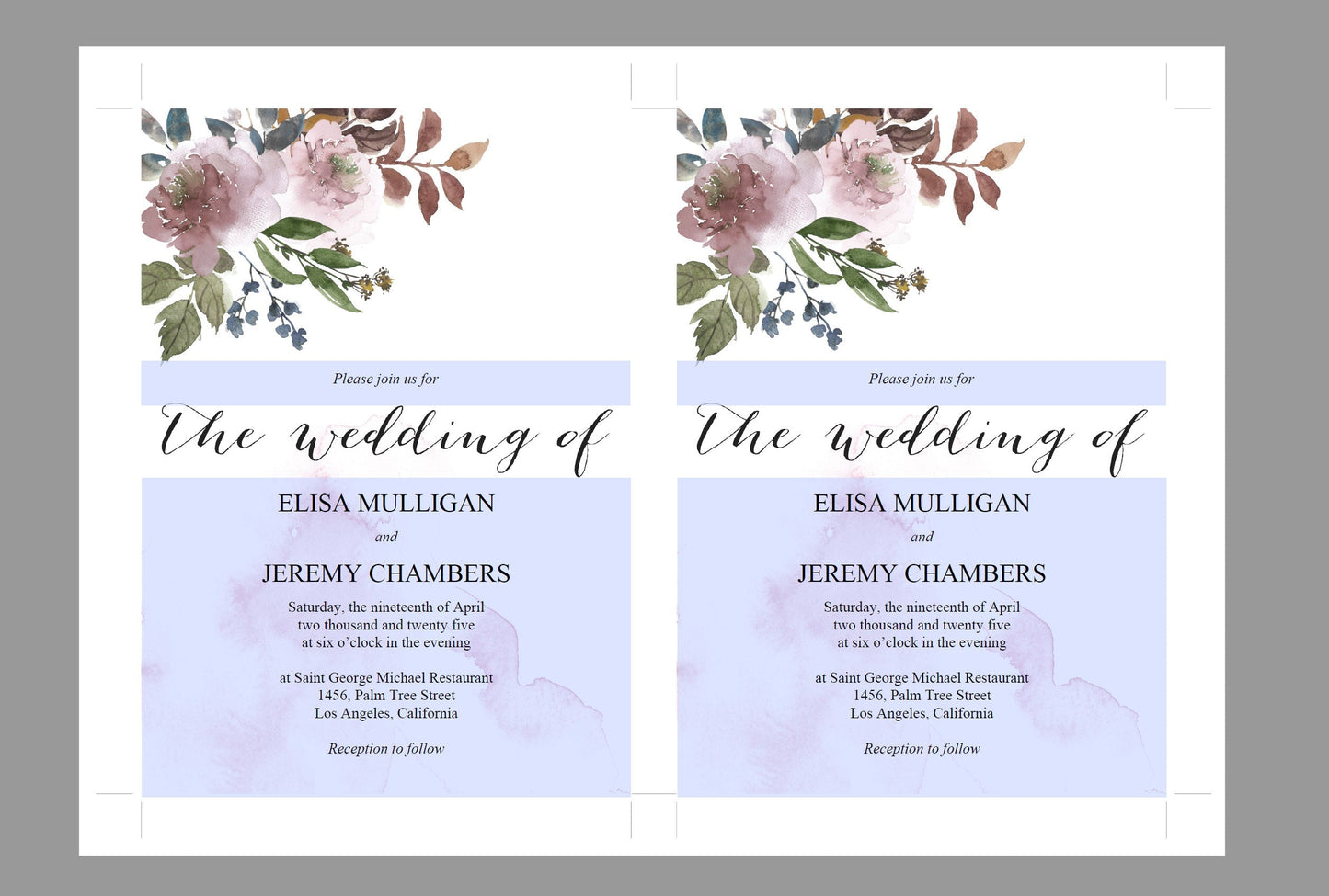 Wedding Invitation Editable Template, Printable DIY Instant Download Invites, Digital Download Floral Invitations- Elisa WEDDING INVITATIONS SAVVY PAPER CO
