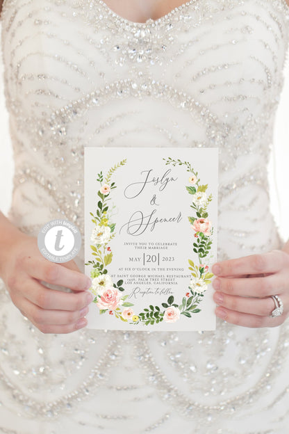Wedding Invitation Editable Template, Printable DIY Instant Download Invites, Digital Download Invitations 100% Editable -Joss WEDDING INVITATIONS SAVVY PAPER CO