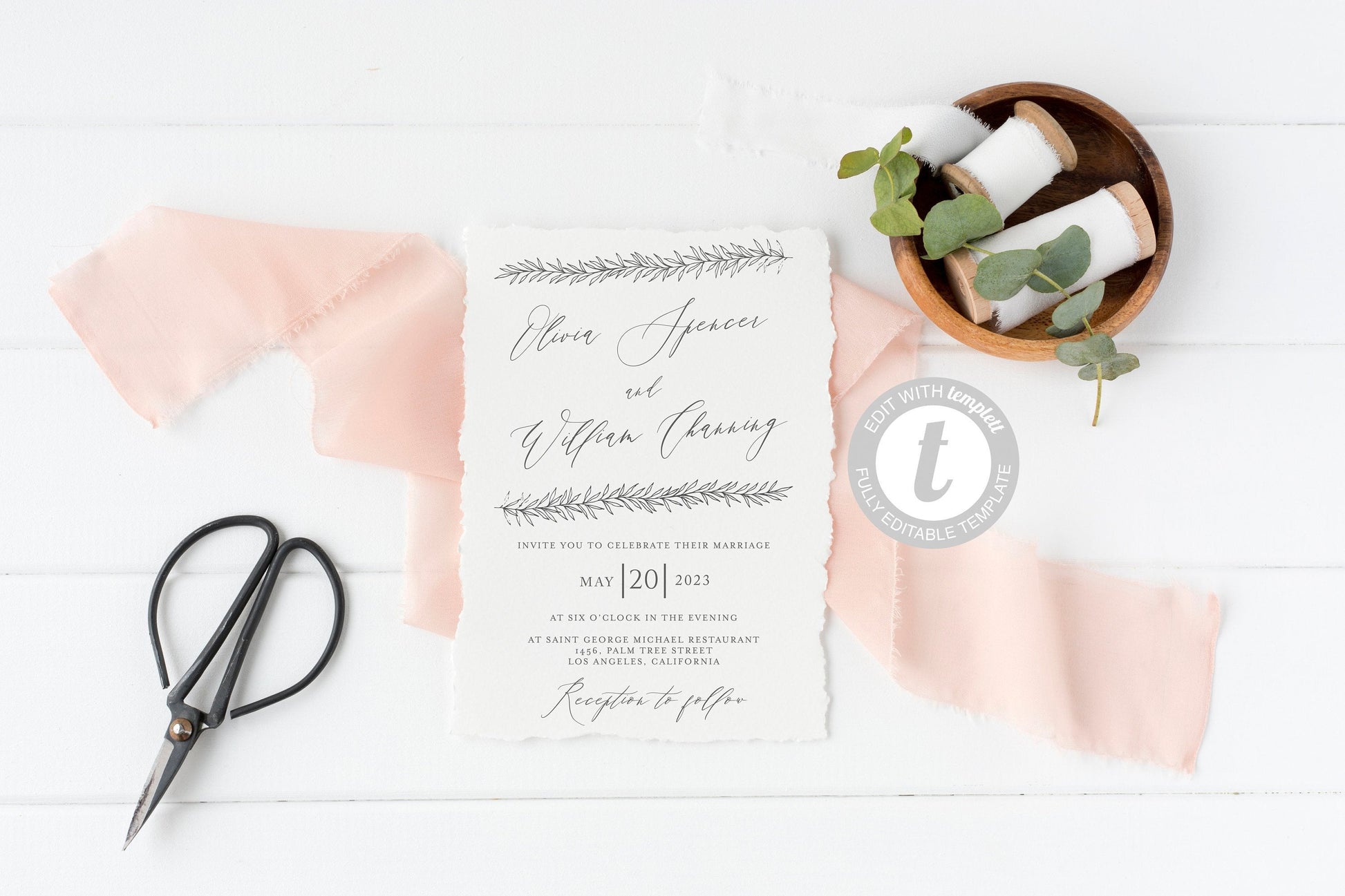 Wedding Invitation Editable Template, Printable DIY Instant Download Invites, Digital Download Invitations Calligraphy -Olivia WEDDING INVITATIONS SAVVY PAPER CO