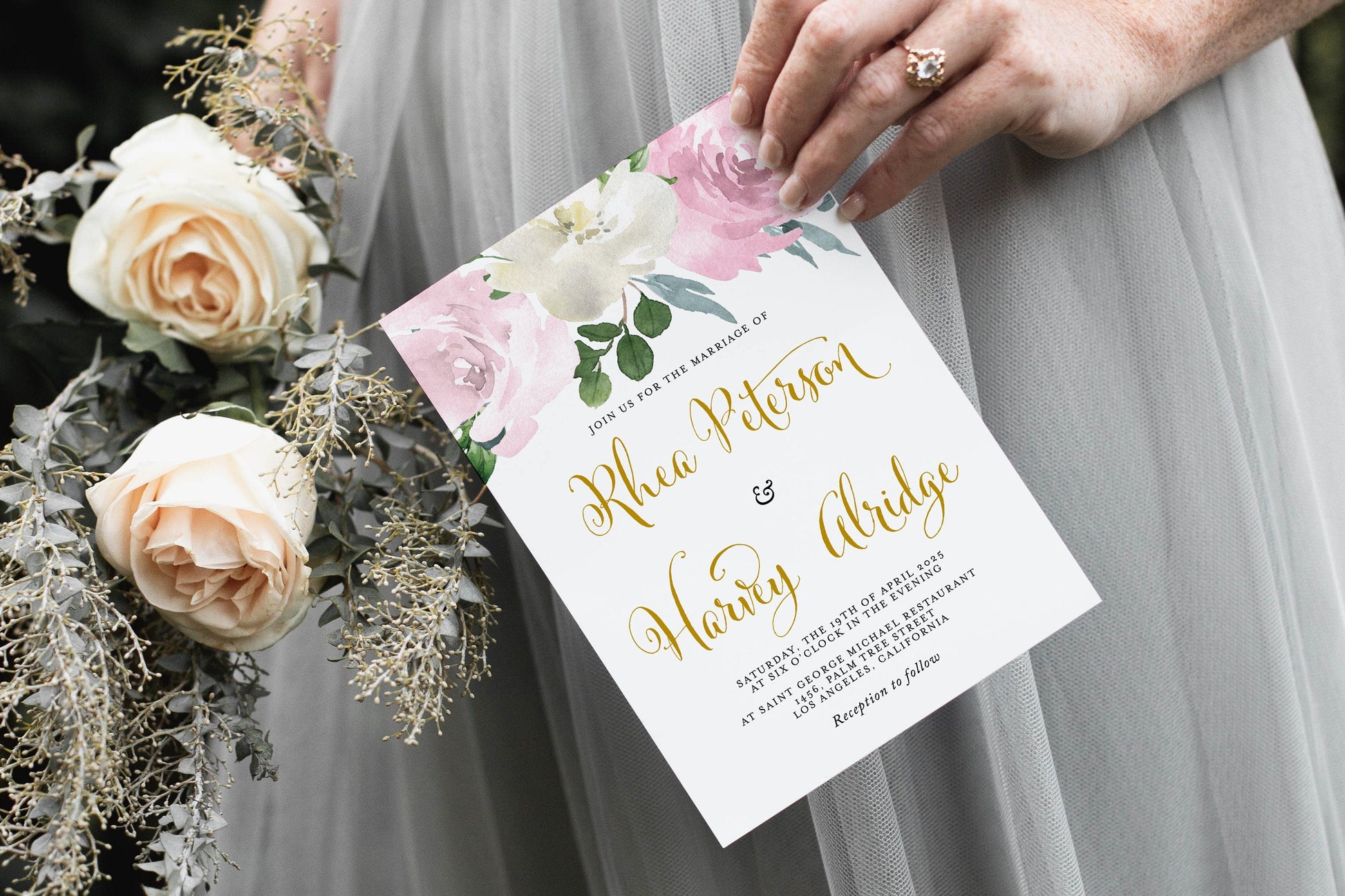 Wedding Invitation Template Instant Download Templett Printable Wedding Editable Blush Dusty Blue - Rhea WEDDING INVITATIONS SAVVY PAPER CO