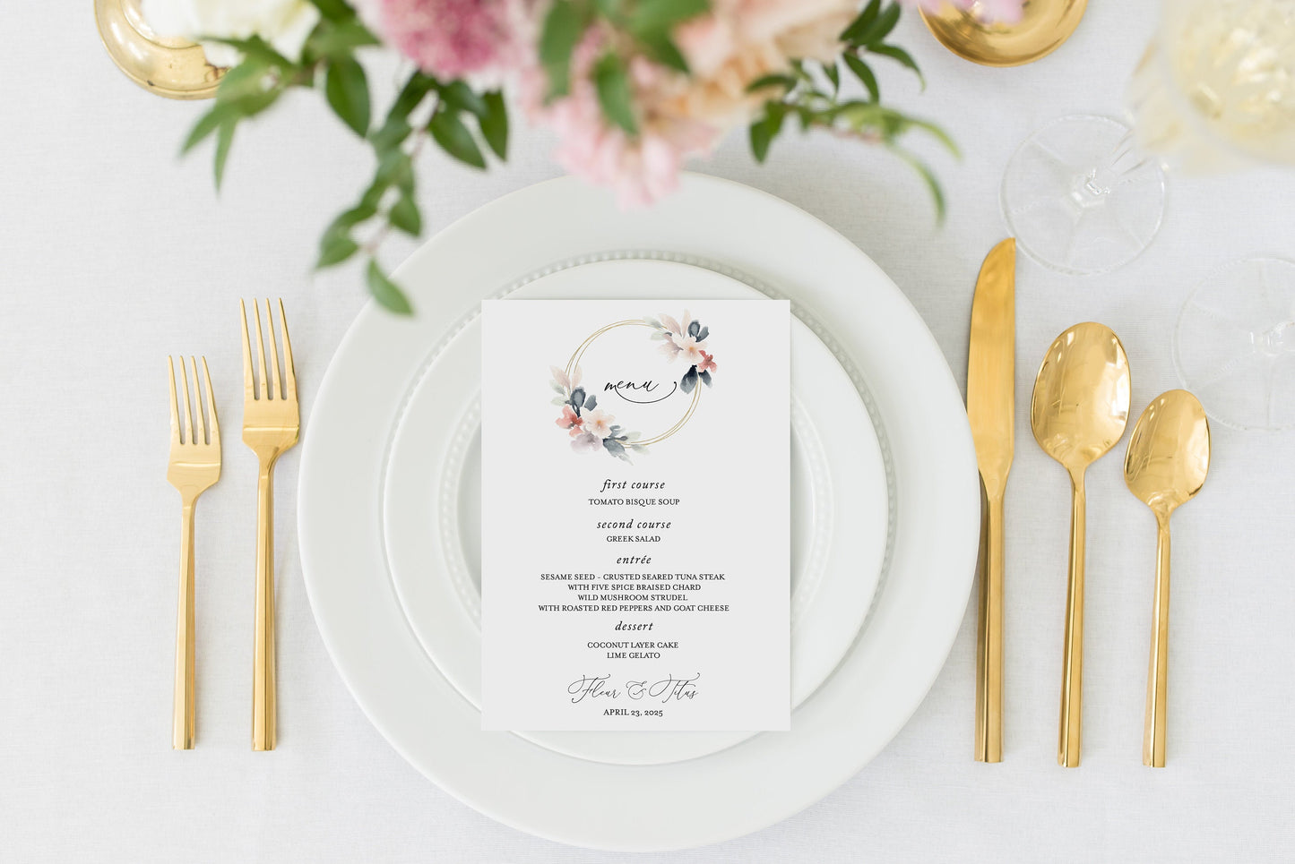 Wedding Menu Printable, Wedding Menu Template, Rustic Menu, Printable Menu Card, Instant Download Editable Templett - Fleur MENU|PROGRAMS|TIMELINE SAVVY PAPER CO