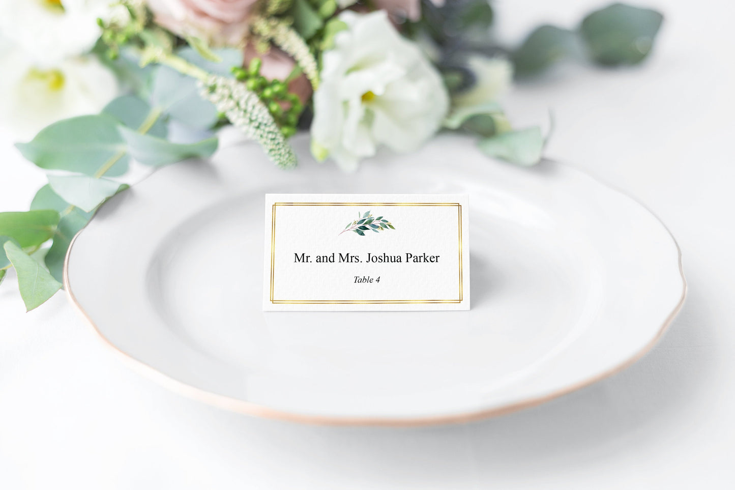 Wedding Place Card Template, Table Place Cards, Place Card Template, Tented Place Cards,Seating Cards, Name Cards, Gold, Greenery - Tara PLACE CARDS SAVVY PAPER CO